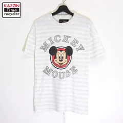 90s vintage Disney ミッキーマウス Mickey Mouse ボーダー柄 半袖Ｔシャツ メンズ XLサイズ相当 ビッグサイズ オーバーサイズ