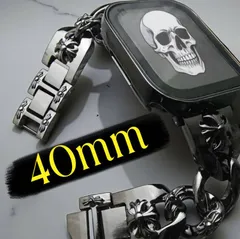 40mm 黒×黒　アップルウォッチ　カバー　画面保護付き　ケース　チェーンベルト　バンド　セット