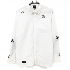 ★SALE価格★オークリー 長袖シャツ 白×黒 ピンドット地模様 スカル メンズ M ゴルフウェア Oakley