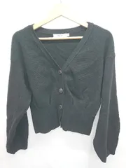 ◇ ⊇ MOUSSY マウジー ボリュームスリーブ 長袖 ニット カーディガン サイズF ブラック レディース E  【1505290022705】