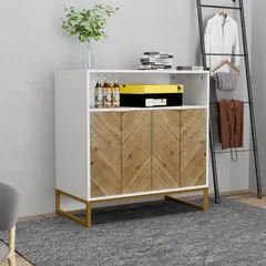 【人気商品】ホワイト 自然木 洋服収納 金属脚 衣類収納 キッチン 本棚 下駄箱 リビング 収納スペース ベッドルーム 食器棚 ヘリンボーン 廊下 引き出し付き 扉付き 玄関 ラック 転倒防止装置あり 収納棚 サイドボード 組合式 タンス 組合簡単 チェスト