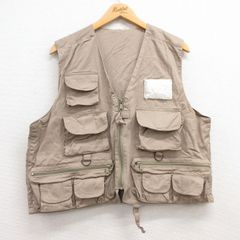 多ポケット フィッシングベスト テック系 ベージュ 古着 L - メルカリ