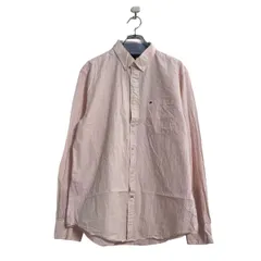 TOMMY HILFIGER 長袖 ストライプシャツ L ピンク ホワイト トミーヒルフィガー ボタンダウン 古着卸 アメリカ仕入 a603-5825