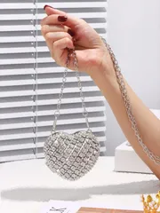 バッグ レディース ドレスバッグ ミニハートダイヤモンド クラッチバッグ、パーティ、結婚式、ファッションショルダーバッグ、誕生日/バレンタインデーのギフトに最適なクロスボディバッグ
