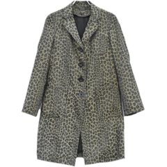 本物 フェンディ FENDI レオパード柄 ハーフコート ジャケット 38 ポリエステル コットン カーキ ブラック レディース 衣類 洋服 中古 【フォロー割】