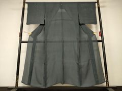 F5 美品 夏物 無双 萩に紅葉 緑色 正絹 訪問着 薄物 絽 紗 着物 08 