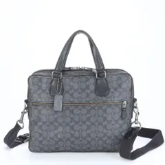 美品 コーチ シグネチャー レザー 2WAY ビジネス バッグ 斜め掛け ショルダー ブリーフケース トート 通勤 54933 A4 メンズ ECE CC10-4【中古】