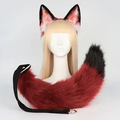 猫耳 ふわふわ 尻尾 ハロウィン ハロウィーン 仮装 パーティー 愛らしい コスプレ 猫 赤 黒 カラー 鮮やか カラフル ポリエステル フェイクファー ヘッドバンド テール