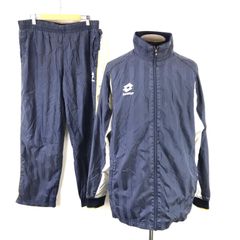 LOTTO【ロット】ジャージセットアップ【上XL・下M/メンズ紺×白】シャカシャカ/ウインドブレーカー/サッカー/スポーツ/Jacket/pants◆BJ066-d