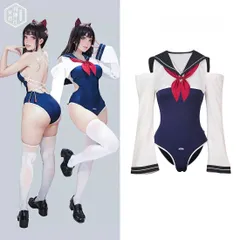 得体社 制服風セーラービキニ ロープ風＆学園風デザイン 二次元 JK 水着 コスプレセット