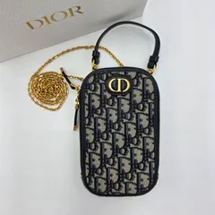 Christian Dior - Christian Dior クリスチャン ディオール オブリーク 30モンテーニュ Call&#39;in Dior フォンホルダー スマホケース チェーンショルダー ネイビー クリスチャン・ディオール Christian Dior 30モンテーニュフォン