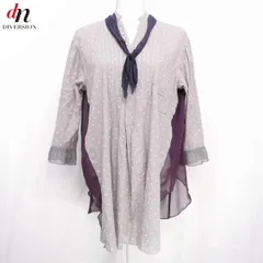 12SS UNDERCOVER アンダーカバー ジョーゼット切り替え スカーフ付き シャツワンピース グレー/パープル系 1のサムネイル