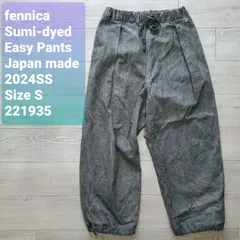 fennicaフェニカ■美品 2024年 日本製 1点物  墨染め インプリーツ Easy Pants イージーパンツ M ヘリンボーン タイダイ ワイド BEAMSビームス 定価35200