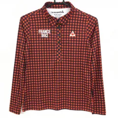 【超美品】ルコックゴルフ 長袖ポロシャツ レッド×黒 チェック  レディース M ゴルフウェア le coq sportif