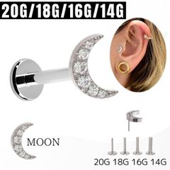 20G 18G 16G 14G 金属アレルギー対応 チタンピアス  三日月 ラブレットスタッド プッシュピアス つけっぱなし 軟骨ピアス ボディピアス つけっぱなし セカンドピアス ファーストピアス