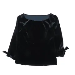 ベロアノワール バイ フォクシー ニューヨーク VELOUR NOIR by FOXEY NEW YORK カットソー プルオーバー プリムラ 長袖 リボン ベロアジャケット ホック 長袖 黒 ブラック 40 レディースのサムネイル