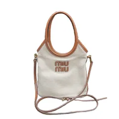 【名東】ミュウミュウ IVY ミニ ナチュラル 5BA281 ショルダーバッグ ハンドバッグ ブラウン アイボリー系 レディース 女