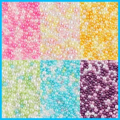 【最短発送】樹脂パール パールビーズ 6色セット 穴無しパール こんごうすんぽう アクセサリーパーツ サムコス レジン封入 ネイルパーツ パーツ 材料 レインボーパール デコパーツ DIY 手芸用品 約70g