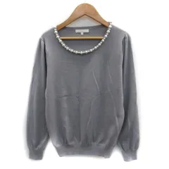 プロポーション ボディドレッシング PROPORTION BODY DRESSING ニット カットソー 長袖 ラウンドネック フェイクパール 2 グレー /SM31のサムネイル