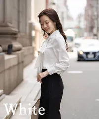 ブラウス ボウタイ 長袖 リボン トップス リボンタイ ワイシャツ レディース シフォン シャツ オフィス シワになりにくい 形態安定 形状記憶 ビジネス 仕事 カジュアル 女性 事務服 制服 結婚式 おしゃれ かわいい 可愛い シンプル 白シャツ ホワイト