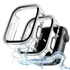 【数量限定】メッキ加工 防水ケース Apple Apple Watch Watch カバー 全面保護 カバー 二重構造 アップルウォッチ アップルウォッチ ケース ケース ガラスフィルム Apple 3D直角エッジデザイン Watch se 44mm 第二世代