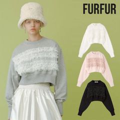 【爆速配送】【SALE30%OFF】【即納】 ファーファー FURFUR トップス チュールフリルコンビスウェット プルオーバー 長袖 クロップ丈 rwct251019
