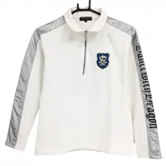 【美品】ダンスウィズドラゴン 長袖ハイネックシャツ 白×シルバー 袖ロゴライン レディース 2(M) ゴルフウェア Dance With Dragonのサムネイル