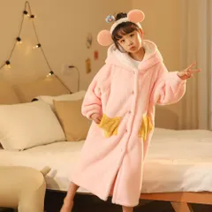 ☆ ピンク×ガールズ ☆ 120(推薦身長100-120) ☆ バスローブ pmybath008 キッズ バスローブ ガウン ナイトガウン ロングガウン ルームウェア 着る毛布 部屋着 パジャマ 寝巻き 寝巻 フード付き フード 男の子 女の子 フランネル