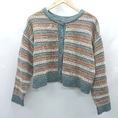 ◇ ⊇ ehka sopo エヘカソポ 総柄 ニット 長袖 カーディガン サイズF マルチカラー レディース E  【1501160027214】