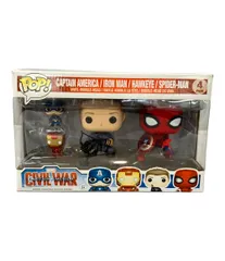 ファンコ MARVEL シビル・ウォー キャプテン・アメリカ フィギュア 4点セット キャプテン・アメリカ、アイアンマン、ホークアイ、スパイダーマン FUNKO