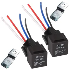 【迅速発送】GTIWUNG 2個 車載リレー 4極 車 モーター用 DC12V 40A ヘビーデューティ リレー On/Off SPSTリレーソケットプラグ 4線 黒