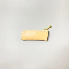 イタリアンレザー　スリムなミニコインケース　マヤベリー　ベージュ　(出品番号65)