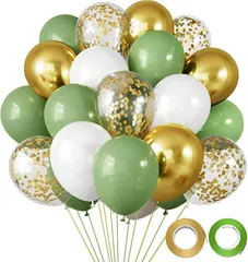 fogman 風船 バルーン 飾り付け バースデー パーティー用 誕生日 デコレーション 30個セット(グリーン＆ホワイト)