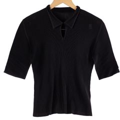 【ISSEY MIYAKE】イッセイミヤケPLEATS PLEASE プリーツプリーズ ポロシャツ ブラウス 半袖 カットソー PP83FK333 プリーツ ブラック 黒 レディース サイズ3 【中古品】 USED-AB 【9356】