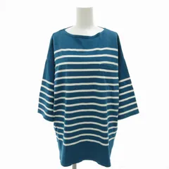 ニコアンド Niko and.. ボーダーカットソー Tシャツ ボートネック オーバーサイズ L 水色 ライトブルー /FT 0924