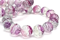 バイカラー パープルグリーンフローライト　14mm　マニ車 ブレスレット 1個売り  パワーストーン 天然石 _BG5492-4