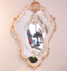 送料込】エンジェル 天使 フラワーデザイン ロココ様式 ウォールミラー