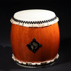 和太鼓】美！1尺5寸長胴宮太鼓(鼓面径45cm）本赤欅材□奉納用台付き