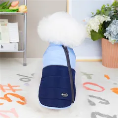 【ブルー色】犬服 秋冬 かわいいジャケット 暖かいアウターベスト 背中開き  ペット防寒グッズ 小型犬中型犬pet0032-bl