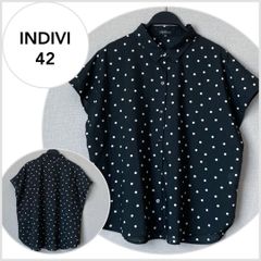 A0284【美品♪】INDIVI ドット柄フレンチスリーブシャツ