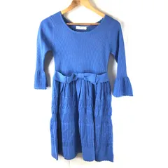 ユニバーバルミューズ UNIVERVAL MUSE ワンピース 編みデザイン 長袖 腰リボン タグ付き 青 2サイズ 946795