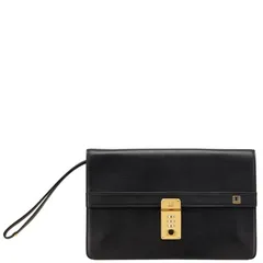 ダンヒル ダイヤルロック セカンドバッグ クラッチバッグ ブラック ゴールド レザー メンズ Dunhill【1-0230975】