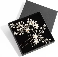 TIGLOSS ティグロス 髪飾り Uピン 小枝 ゴールド 結婚式 お呼ばれ ヘッドドレス ヘアアクセサリー ヘアピン パール コーム 和装 留袖 専用BOX付(Gold)