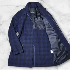 VAN JACKET　ヴァンジャケット　ステンカラーコート　チェック柄　ネイビー　ジップアップ　ダブルジップ　ハーフジャケット　背抜き　メンズ