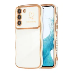 【迅速発送】ZTOFERA Samsung Galaxy S22 5G 用 ハートケース 人気 おしゃれ サムスン ギャラクシー S22 ウェーブ ケース 柔軟な TPU シリコン スマホケース メッキ加工 ソフト 軽量 耐衝撃 韓国 可愛い ケース 女子 女
