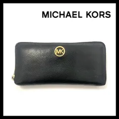 【MICHAEL KORS】ラウンドファスナー 長財布 レザー ブラック/黒 ゴールドロゴ マイケルコース (SER-3178①)
