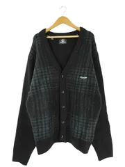 ボルコム VOLCOM カーディガン ニット 前開き 長袖 ロゴ チェック柄 ウール混 ブラック グリーン sizeMのサムネイル
