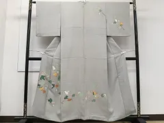 成竹登茂男　本加賀友禅　訪問着　白山紬　枝椿文　未着用　美品 成竹登茂男 本加賀友禅 訪問着 白山紬 枝椿文 未着用 美品