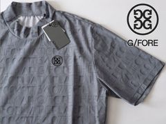 正規品★G/FORE ジーフォア★Embossed Logo Print エンボスロゴ モックネック半袖シャツ★XL【073213003】ミディアムグレー灰【本物保証】