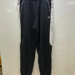 adidas アディダス ナイロンパンツ トレーニングパンツ スリーライン 裾ジップ ドローコード ワンポイント刺繡 オーバーサイズ ビッグサイズ CHINA製 2XLサイズ ブラック